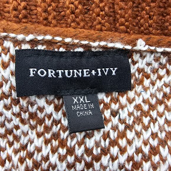 Fortune + Ivy Womans size XXL Chevron Striped Duster Cardigan Sweater Brown New - Picture 6 of 8